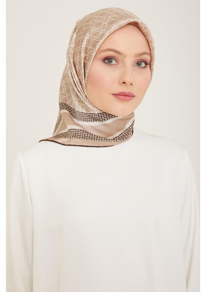 Klasik Desenli Twill İpek Eşarp 24Ya9167 2 83