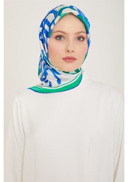 Çiçek Desenli Twill İpek Eşarp 24Ya9123 5 54