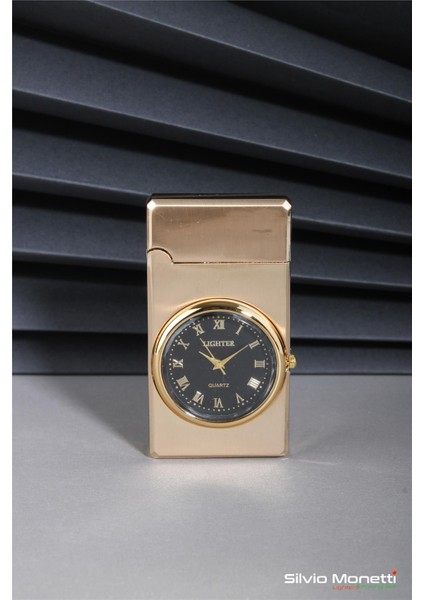 Altın Özel Tasarım Kapaklı Saatli Model Gazlı Çakmak 24CSM810MDZR02