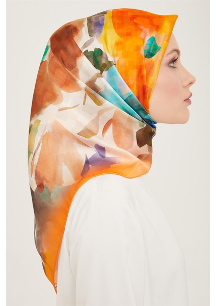 Çiçek Desenli Twill İpek Eşarp 24Ya9103 81 80 fiyatları