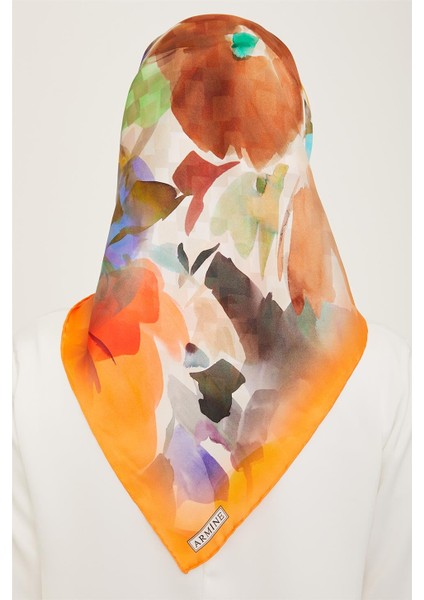 Çiçek Desenli Twill İpek Eşarp 24Ya9103 81 80 fırsatları