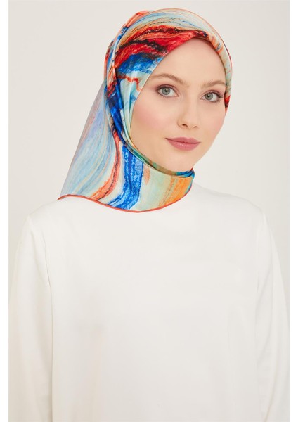 Soyut Desenli Twill İpek Eşarp 24Ya9102 52 03