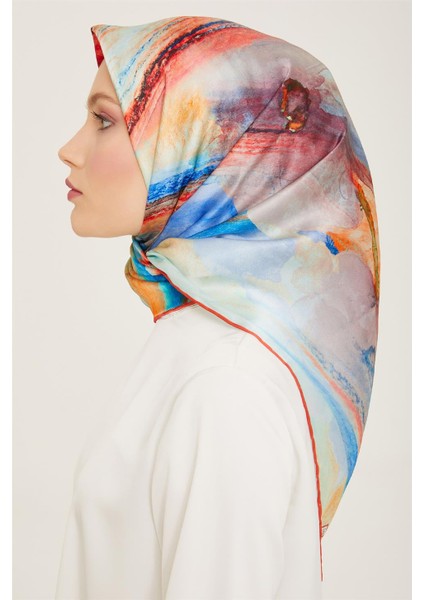 Soyut Desenli Twill İpek Eşarp 24Ya9102 52 03 modelleri