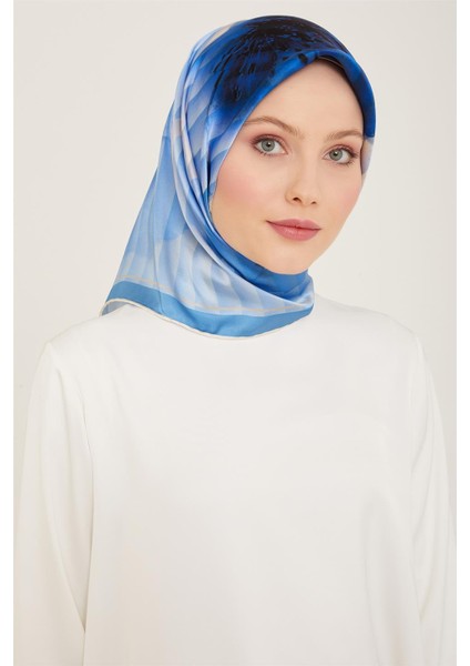 Çiçek Desenli Twill İpek Eşarp 24Ya9100 87 87