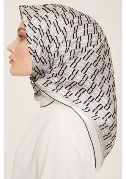 Klasik Desenli Twill İpek Eşarp 24Ya9149 8 34