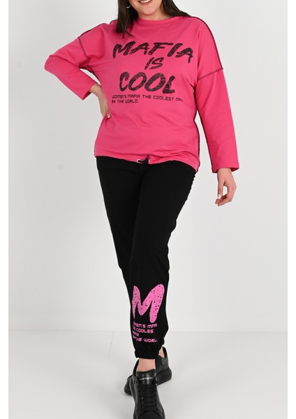 Kadın Büyük Beden M Baskı Detaylı Eşofman Takımı 8074-25 fiyatları