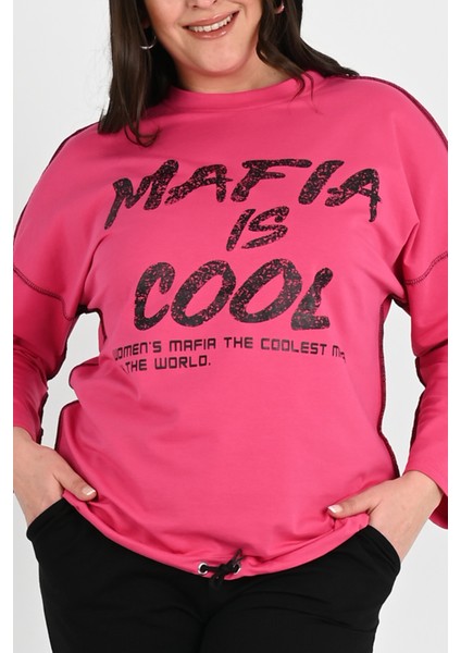 Kadın Büyük Beden M Baskı Detaylı Eşofman Takımı 8074-25 fırsatları