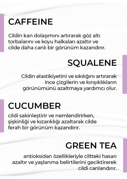 Known Ayışığı Göz Altı Serumu 30 Ml (Caffeine - Chlorella Vulgaris - Peptide - Cucumber - Green Tea)