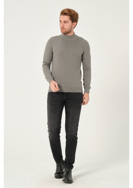 Erkek %100 Pamuk Düz Triko Kazak Yarım Balıkçı Yaka Standart Fit Normal Kesim fiyatları