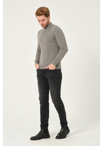 Erkek %100 Pamuk Düz Triko Kazak Yarım Balıkçı Yaka Standart Fit Normal Kesim modelleri