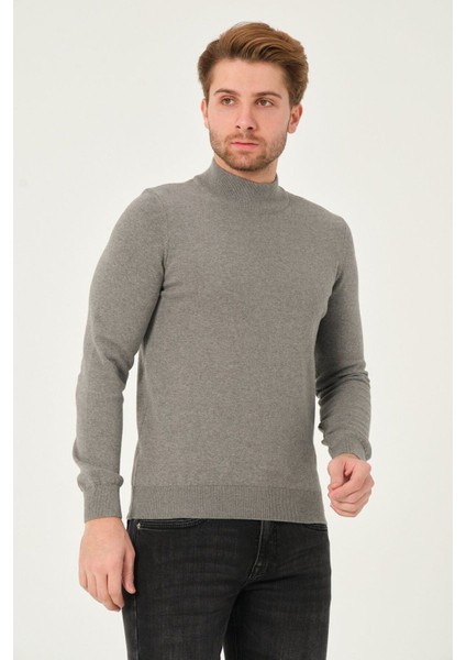 Erkek %100 Pamuk Düz Triko Kazak Yarım Balıkçı Yaka Standart Fit Normal Kesim fırsatları