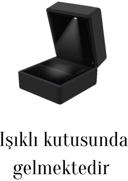 Carat Stone Pırlanta Işıltılı 1 Carat Tektaş ve 0.10 Carat Tamtur Gümüş Yüzük ( Işıklı Kutusunda)