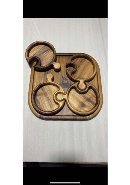 Ahşap Cerezlik Doğal Ceviz Ağaç Pazıl Model Tepsili fiyatları