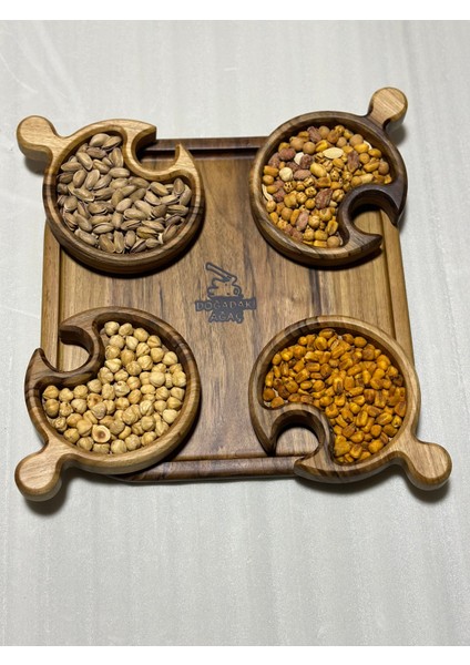 Ahşap Cerezlik Doğal Ceviz Ağaç Pazıl Model Tepsili modelleri