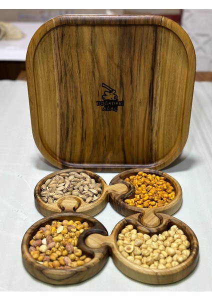 Ahşap Cerezlik Doğal Ceviz Ağaç Pazıl Model Tepsili indirimleri