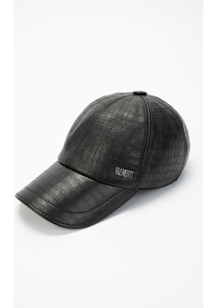 Erkek Siyah Kroko Vegan Casual Şapka 524 Z-93 Val Sapka SK23/24