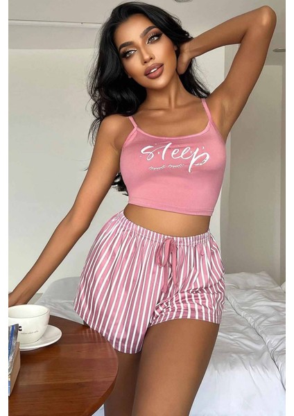 Askılı Sleep Basklı Sortlu Pijama Takımı modelleri