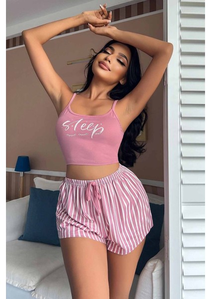 Askılı Sleep Basklı Sortlu Pijama Takımı fırsatları