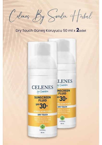 Celenes By Sweden By Sweden Herbal Dry Touch Güneş Koruyucu 30 Spf 50 ml x 2 Adet