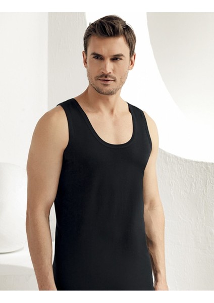 Erkek Siyah Pamuklu Askılı Atlet