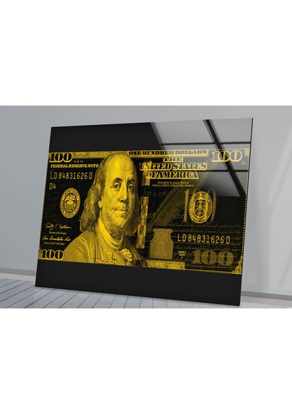 Sarı Dolar Cam Duvar Tablosu