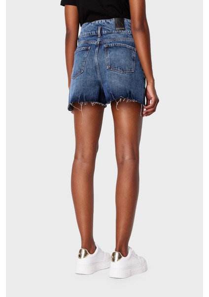J71 Yırtık Detaylı Yüksek Bel Kot Short Bayan Short 3DYJ71 Y16EZ 1500