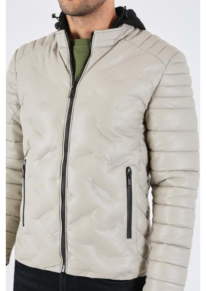 Erkek Kapşonlu Hakim Yaka Deri Mont fırsatları