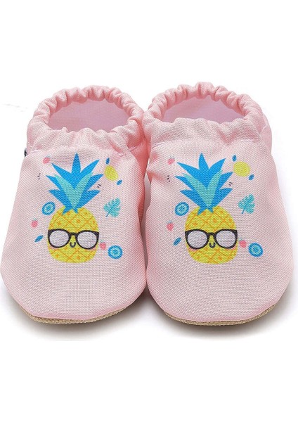 Pineapple Kaydırmaz Taban Bebek Yazlık Patik Pembe , Ev Botu Terliği Kreş Ayakkabısı Panduf F-824