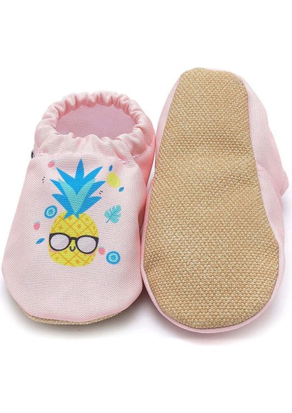 Pineapple Kaydırmaz Taban Bebek Yazlık Patik Pembe , Ev Botu Terliği Kreş Ayakkabısı Panduf F-824