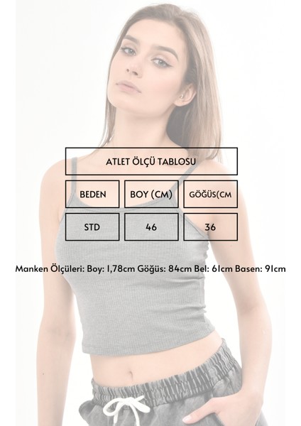 Fancy Kadın İnce Askılı Fitilli Crop Top Bluz Atlet