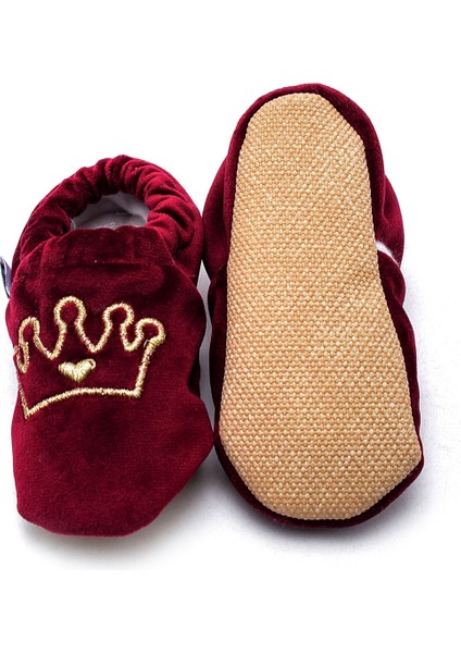 Taç Nakışlı Kaydırmaz Taban Kadife Patik Kırmızı F-823 fiyatları