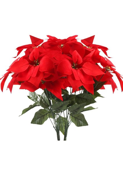 Yapay Çiçek Atatürk Çiçeği Kırmızı Demet Kadife Dokulu Christmas Flower