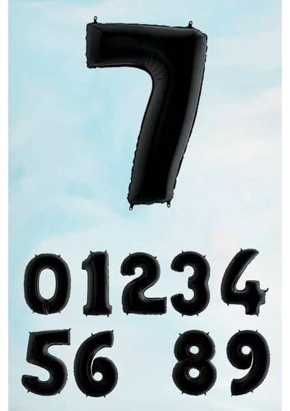 Siyah Rakam Folyo Balon Büyük Boy Siyah Sayı Balonlar 100CM 40INÇ 7