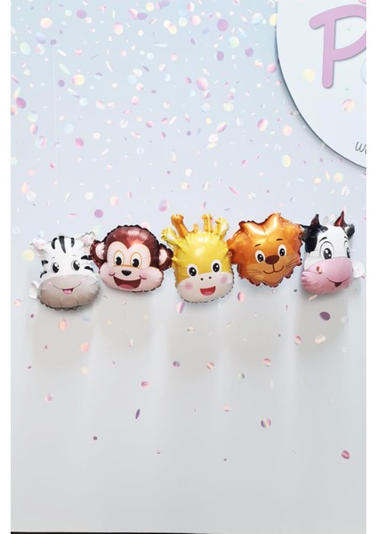 Safari Hayvanları Birleşik Folyo Balon Uzun 107CM