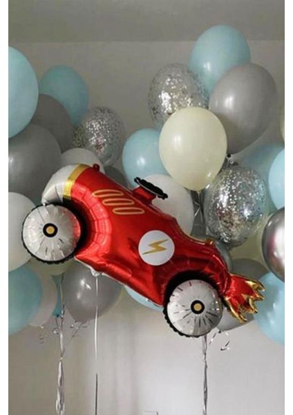 Retro Araba Folyo Balon Yarış Temalı Doğum Günü Model Araba Balon 93CM fırsatları