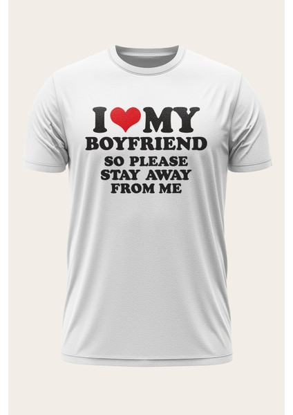 I Love My Boyfrıend -Sevgililer Gününe Özel Tasarım Baskılı T-Shirt