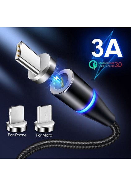 3A Hızlı Manyetik Şarj Cihazı 3.0 Mikro USB Kablosu iPhone 8 Için Poco X3 Xiaomi Hızlı Manyetik Telefon Şarj Kablosu C Tipi Kablo (Yurt Dışından) fiyatları