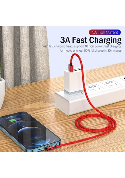 180 Derece Hızlı Şarj USB Şarj Aleti Kablosu iPhone 6 6s 7 8 Artı x Xr 11 12 13 Pro Max Se iPad Kökenli Veri Kablosu Uzun Tel 2 M (Yurt Dışından)