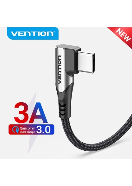 Vention USB C Tipi Kablo 3A 90 Derece Şarj Aleti Kablosu Hızlı Şarj Oyunu Samsung S10 Xiaomi Mi9 10 Pro Telefon USB C Kabloları Kablosu (Yurt Dışından)