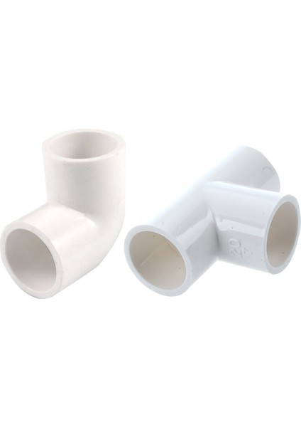 20MM Pvc Tee 3 Yollu Su Borusu Boru Adaptör Konnektörleri Beyaz 5 Adet ve Çap 90 Açı Derece Dirsek Konnektörü 5 Adet (Yurt Dışından)