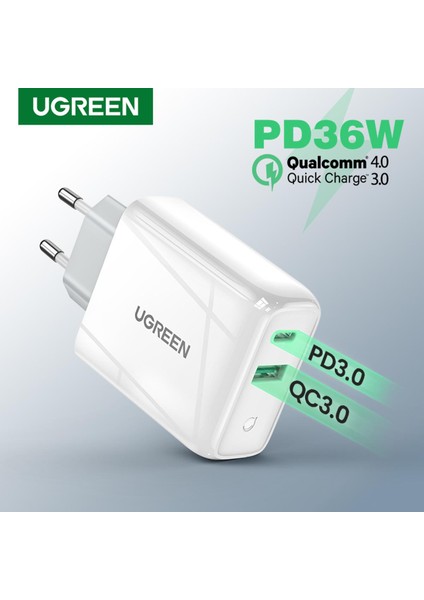 Ugreen 36W Pd Şarj Cihazı iphone Se 2 Için USB Duvar Şarj Cihazı iPhone 11 Pro Max/11 Pro/11/xr/xs Max/xs/x/8 Plus/8, iPad Pro 2018/SAMSUNG S20/S10+, Huawei P30, Xiaomi Ab Tak (Yurt Dışından)
