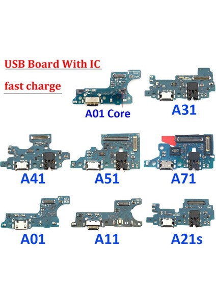 USB Şarj Portu Konnektörü Kurulu Parçaları Flex Kablo Mikrofon Mikrofon ile Samsung Galaxy A01 A11 A21S A31 A41 A51 A71 A70S (Yurt Dışından)