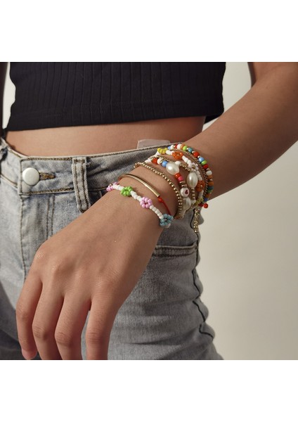 Yeni Kore Sevimli Papatya Çiçek Bilezik Kadın Kızlar Için Renkli Boncuklu El Yapımı Elastik Bileklik Pulseras Takı 2023 (Yurt Dışından) indirimleri