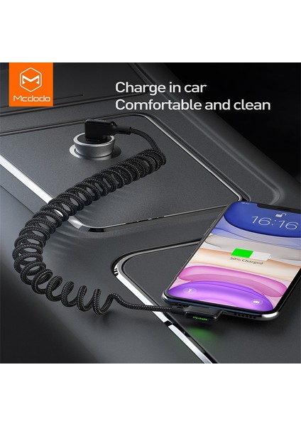 Mcdodo USB C Tipi Kablo Geri Çekilebilir Araba Bahar 3A Iphone Huawei Xiaomi Samsung S10 9 Oneplus 4.0 Şarj LED Veri Kablosu (Yurt Dışından) fiyatları
