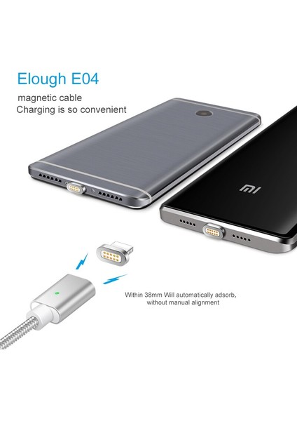 Elough E04 Manyetik Kablo iPhone 8 Poco X3 Xiaomi Mikro USB C Tipi Kablo Hızlı Şarj Cep Telefonu Mıknatıslı Şarj Cihazı USB Kablosu (Yurt Dışından) fırsatları