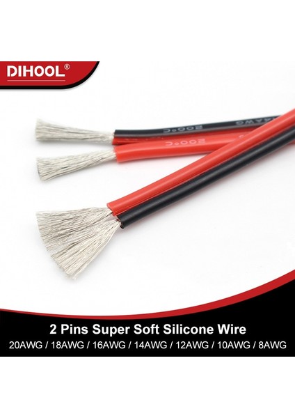Süper Yumuşak Silikon Kablo 2 Pin Kalay Kaplamalı Bakır Tel 20AWG 8AWG Isıya Dayanıklı Ultra Esnek Yüksek Sıcaklık Bağlantı Kablosu (Yurt Dışından) indirimleri