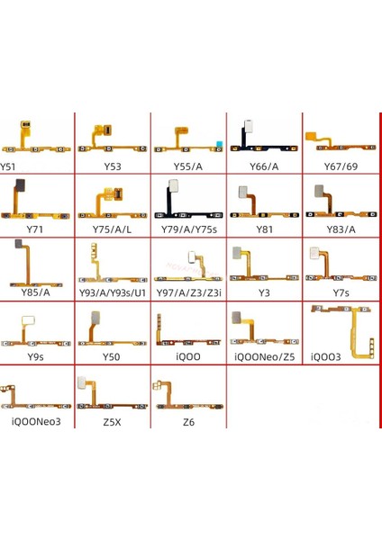 Vivo V5 S1 Pro V15 V11 V11I V17 V5S V5 Lite V7 Artı V9 Y11 Y12 Y15 Güç Açık Kapalı Ses Yukarı Aşağı Düğmeleri Flex Kablo Şerit (Yurt Dışından) modelleri