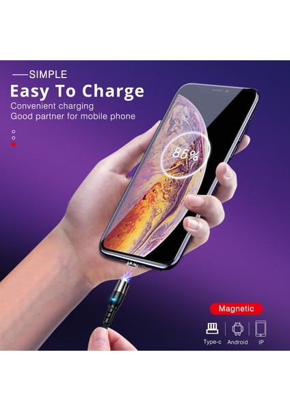 LED Manyetik USB Kablosu Hızlı Şarj Tipi C Kablo Mıknatıs Şarj Cihazı Mikro USB Kablosu Cep Telefonu USB Kablosu IPHONE13 Pro Max (Yurt Dışından) modelleri