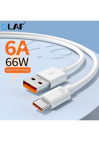 Olaf 6A 66W USB C Tipi Kablo Tel Huawei Samsung S10 S20 Xiaomi 10 11 Cep Telefonu Hızlı Şarj USB C Kablo Tipi-C Şarj Cihazı (Yurt Dışından)