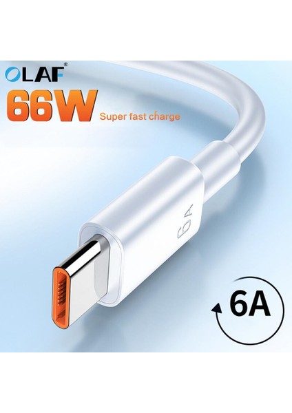 Olaf 6A 66W USB C Tipi Kablo Tel Huawei Samsung S10 S20 Xiaomi 10 11 Cep Telefonu Hızlı Şarj USB C Kablo Tipi-C Şarj Cihazı (Yurt Dışından)